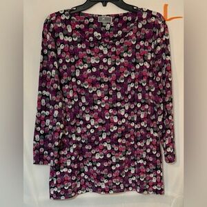 JM Collection Purple and Pink Patterned Top